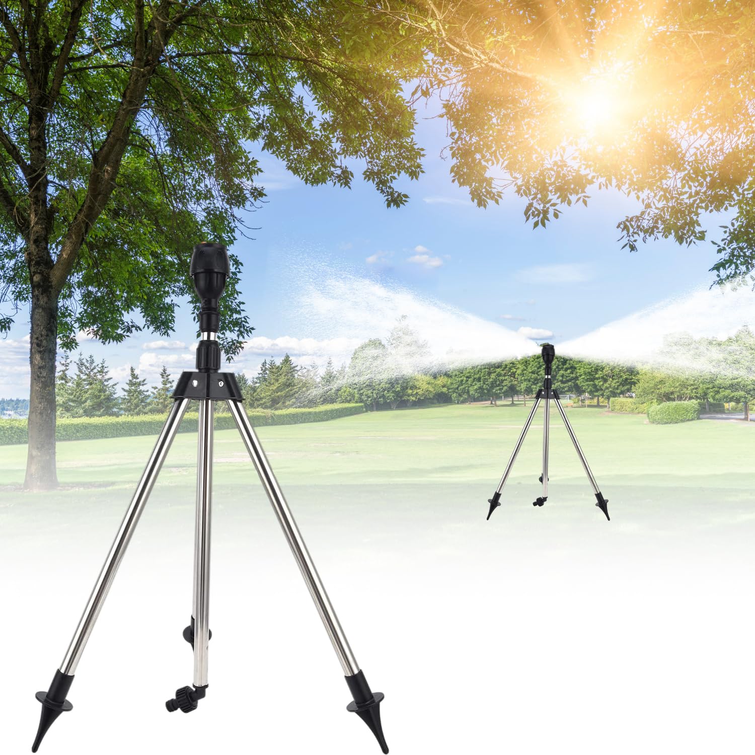 Aspersor de trípode Giratorio automático, aspersor Giratorio automático con trípode, Boquilla de riego de para 360 Grados para jardín, Patio, área Grande
