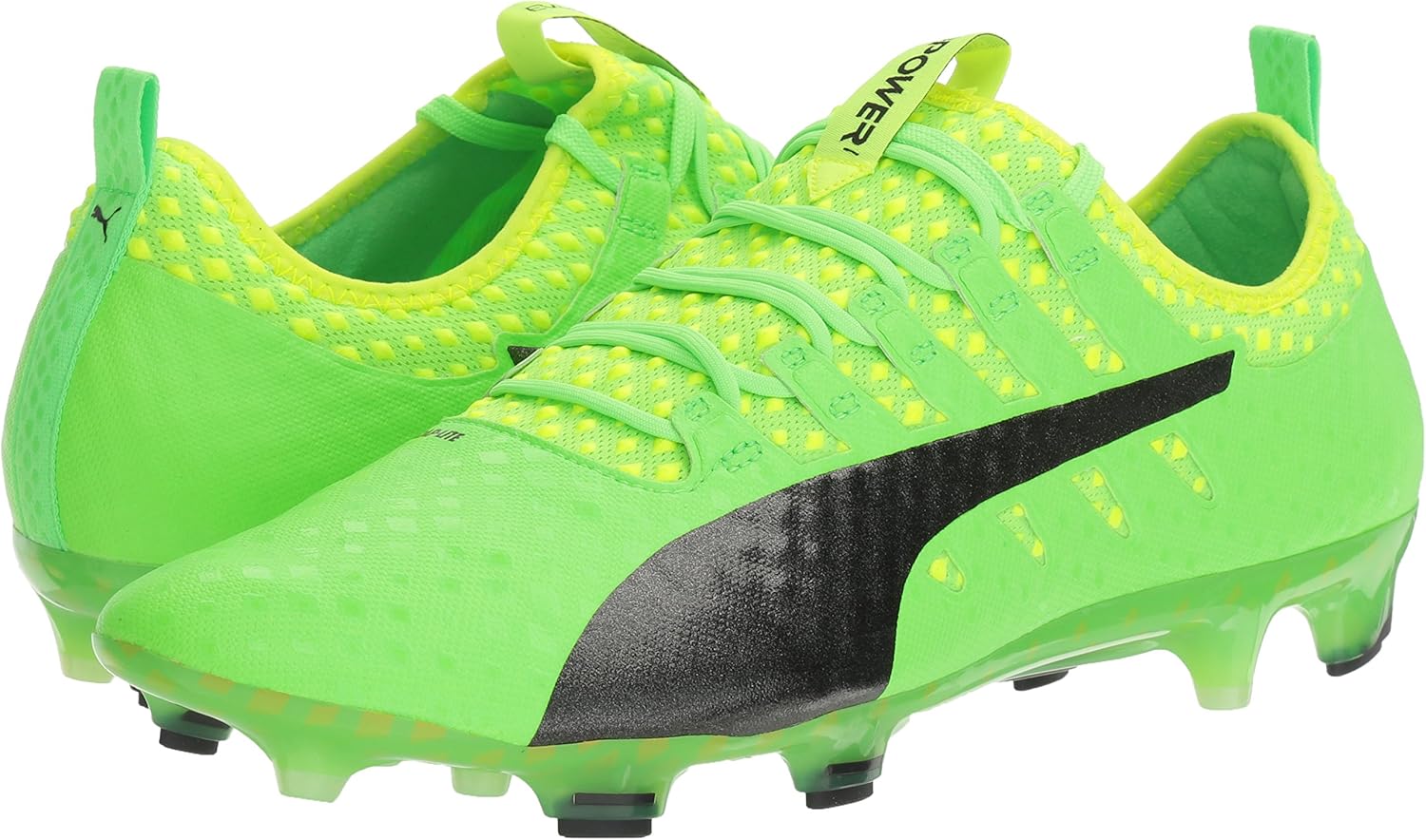 Puma Men's Evopower Vigor 1 Firm Ground Sneaker, Green Gecko Black-Safety Yellow, 7.5 M US