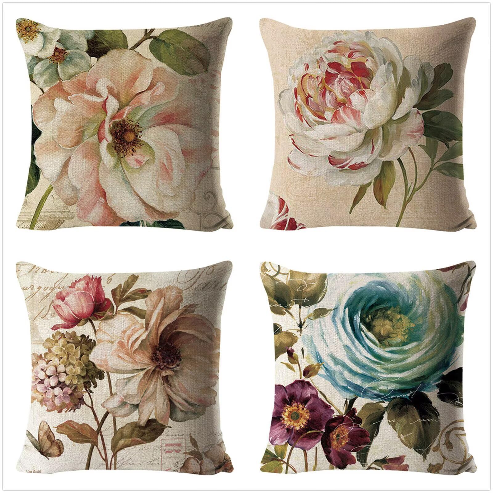 Fleur oreiller double face doux housses coussins 40x40 bleu