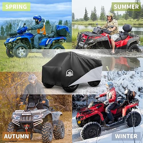 Miniatura 6 de COVERVIN Cubierta para cuatrimoto, resistente al agua, tela Oxford protectora de 4 ruedas para Kawasaki Honda Polaris Yamaha de 82 pulgadas (negro y