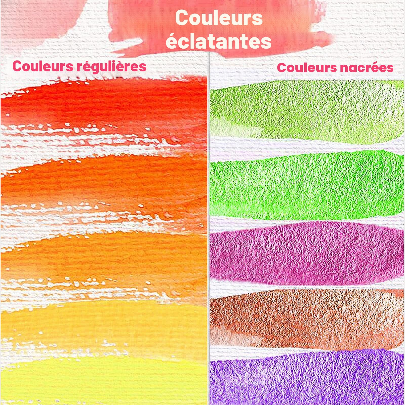 Lyuvie 120 Couleurs Aquarelle Peinture Métallique Fluorescentes Macarons