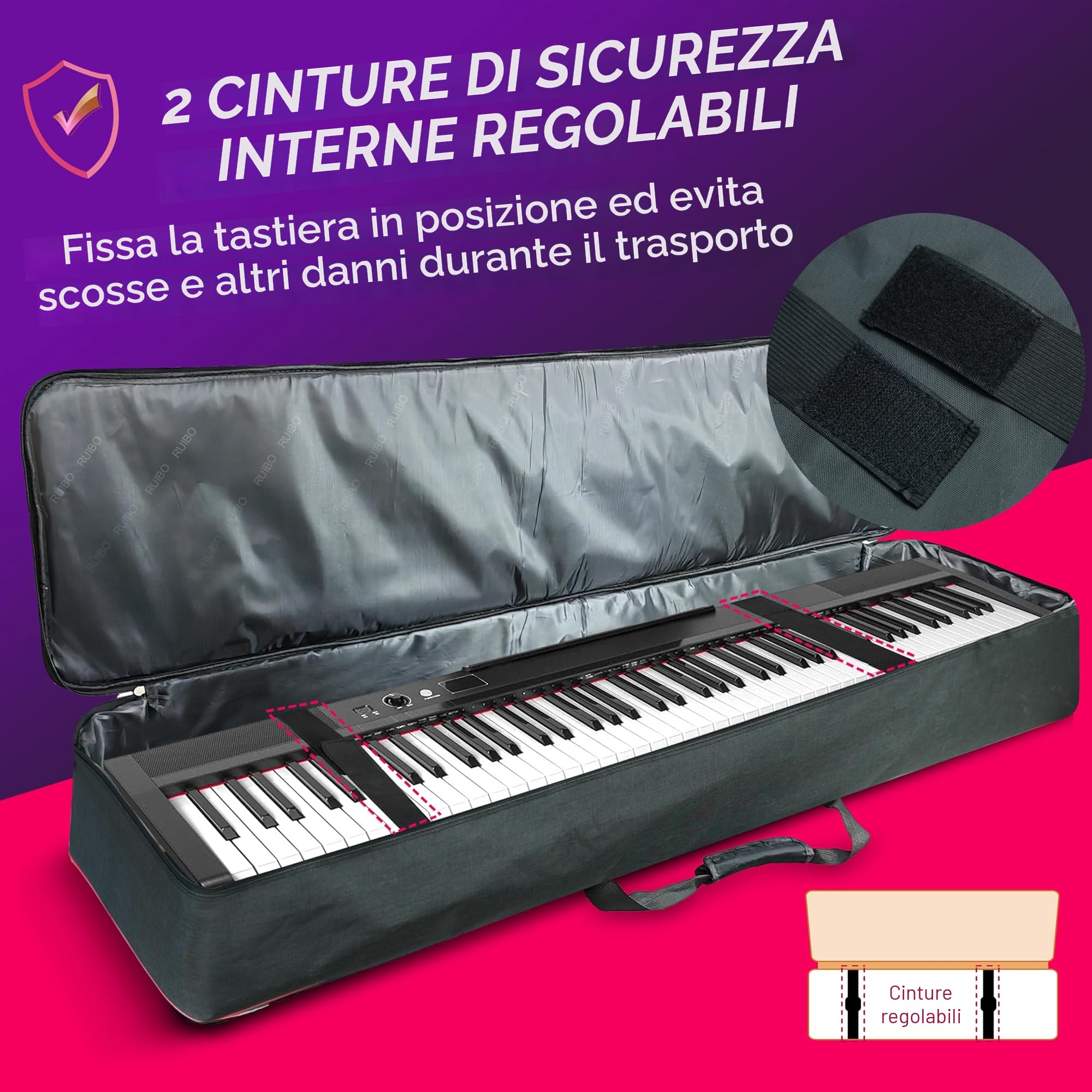 Ruibo Custodia per tastiera 88 tasti pianoforte elettrico impermeabile Oxford 600D 54 x 13 x 6.7 pollici rosso