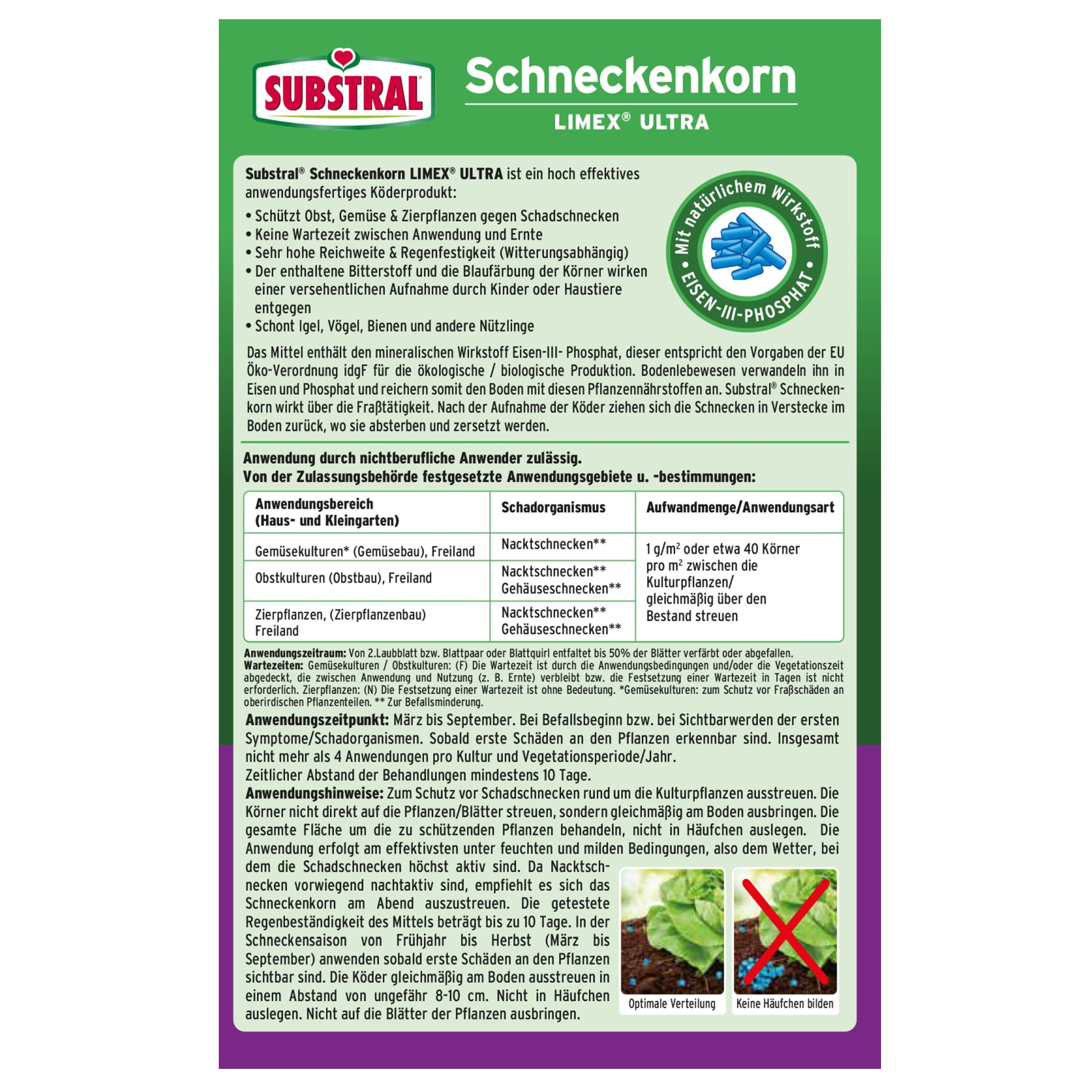 Substral Vorratspackung 3 x (2x 500 g) Schneckenkorn Limex Ultra Vorteilspackung