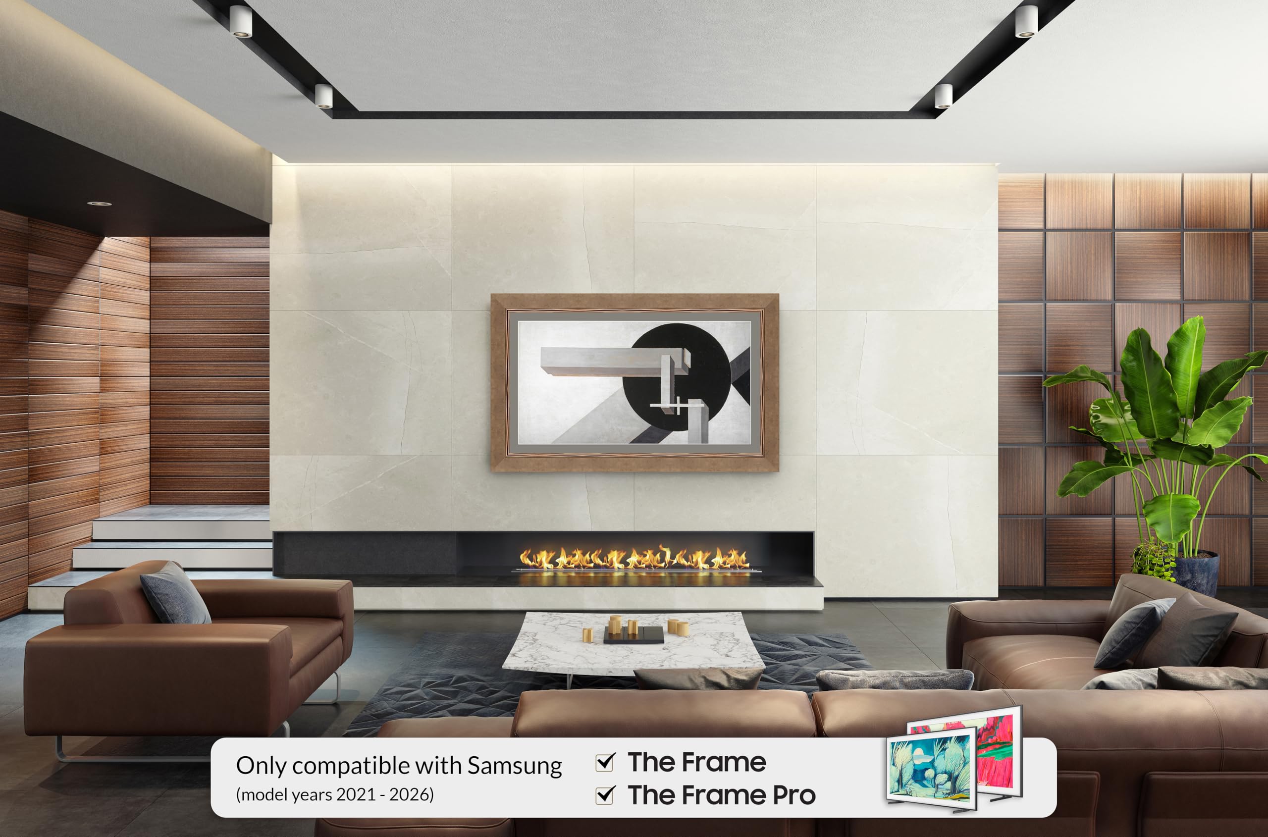 Quadros de TV Deco – Moldura inteligente de bronze contemporânea