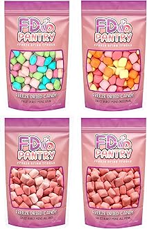 Freeze-Dried Candy Variety Pack, Fruit Burst, 5 oz (4 Pack), Original, All Pinks, All Reds, Sour, Assorted Combo, Gift Bag, 1.25 lb