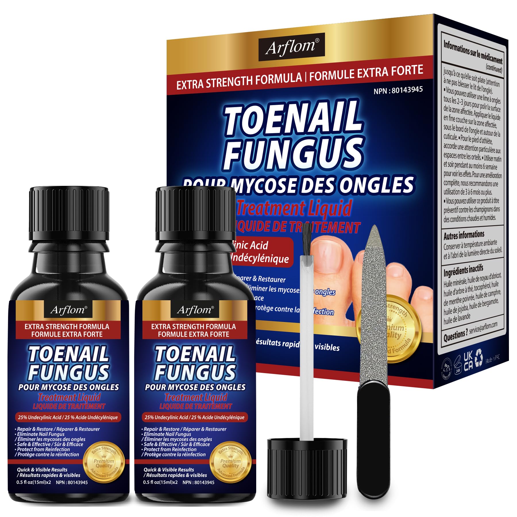 Tratamiento de hongos en las uñas de los pies extra fuerza: 25% ácido undecilénico removedor de hongos en las uñas de los dedos y dedos – Revitalizador de uñas fúngico de acción rápida con aceite de 8