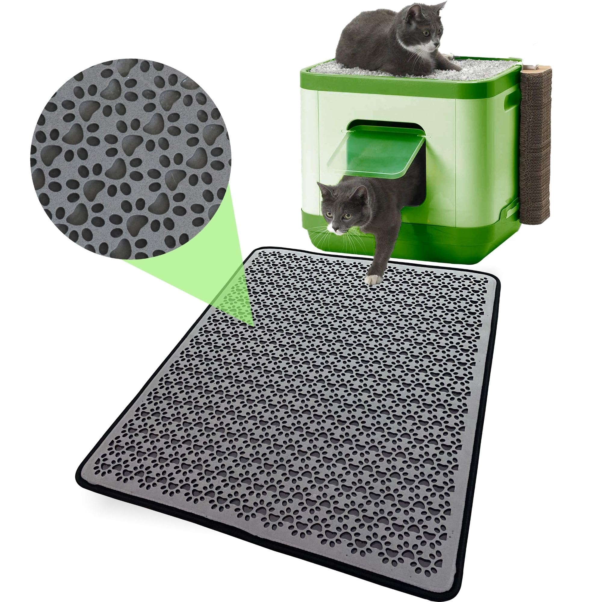 PETKIT Tappetino Lettiera Gatto, 50x41.5x13.5c Tappetino per Lettiera
