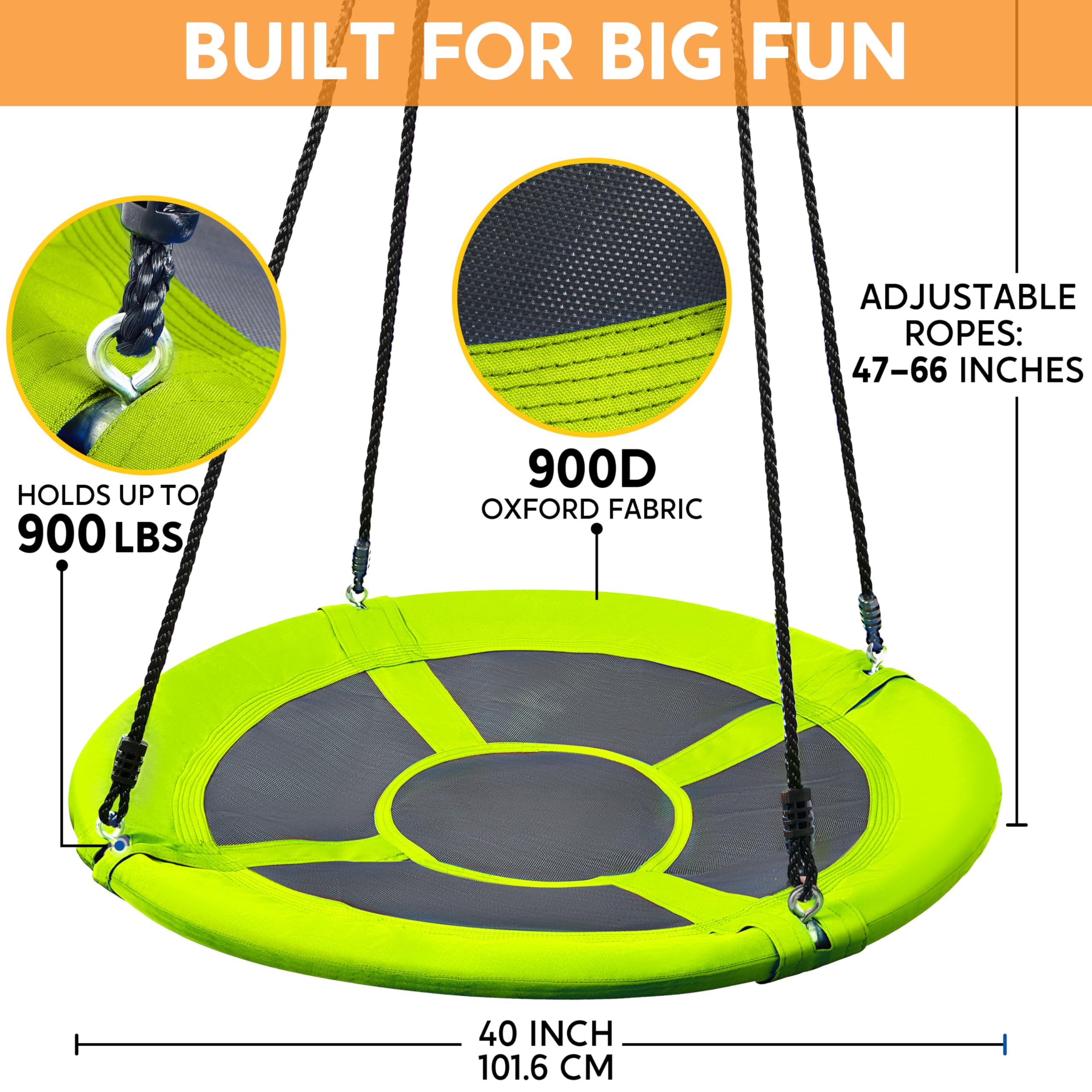 TURFEE Swing for Outdoor Swing Set - Pack of 1 Swing Seat Replacement Kit with Heavy Duty Chains - Backyard Swingset Playground Accessories for Kids (Green)