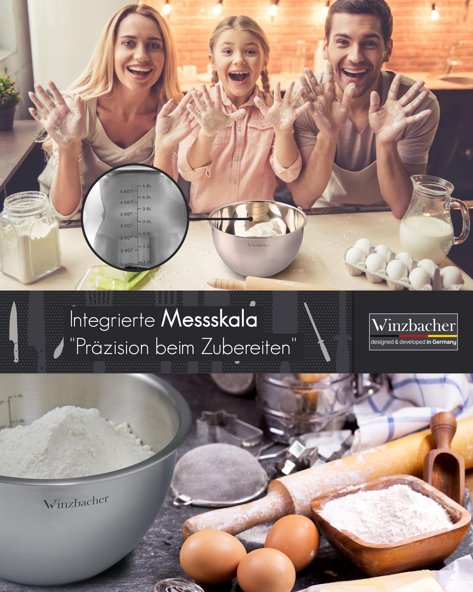 Set Di 5 Ciotole In Acciaio Inox Per Cucina - Multiuso Con Coperchi Ermetici E Accessori Per Tritare - Foto 4