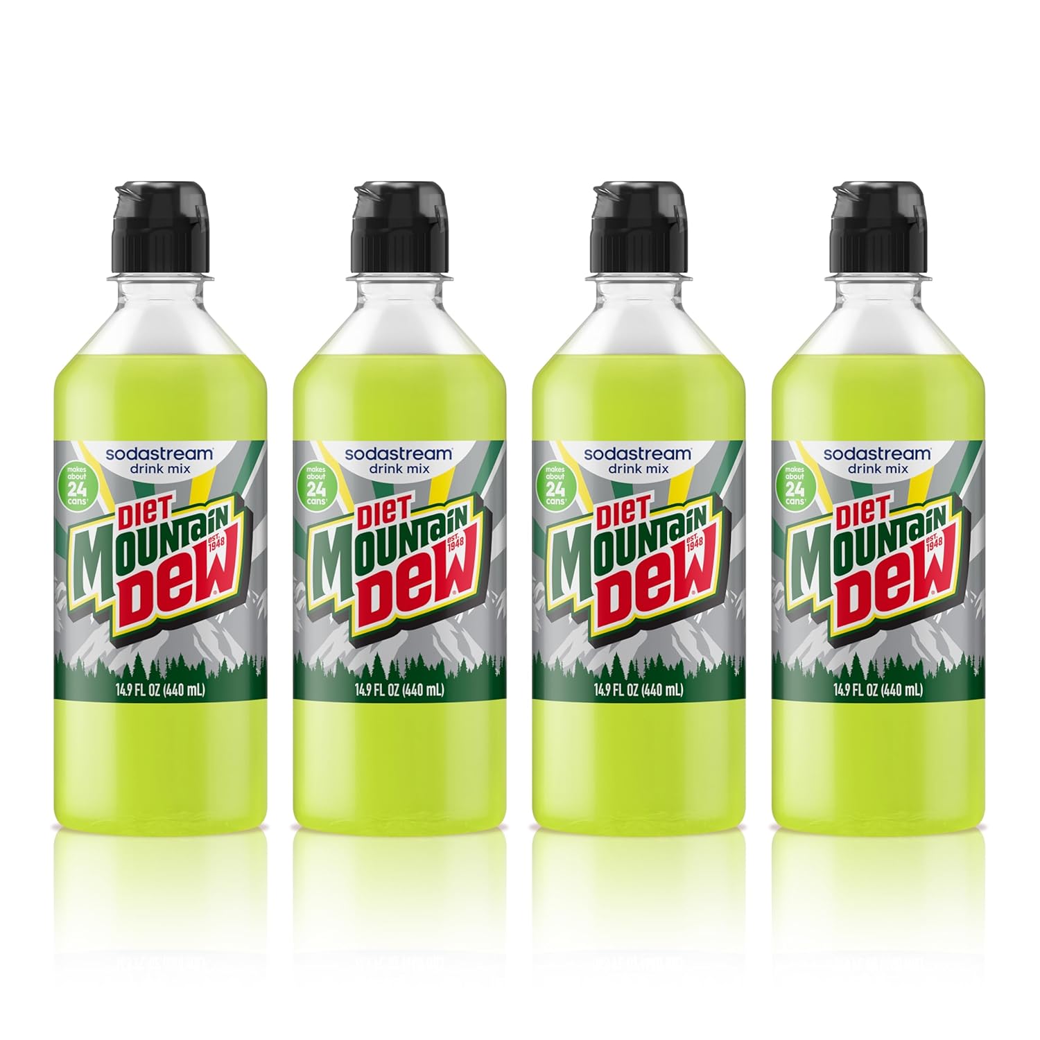 SodaStream® Diet Mountain Dew New Pour Bottles, Soda Drink Mix, 14.9 Fl Oz (4 Pack)