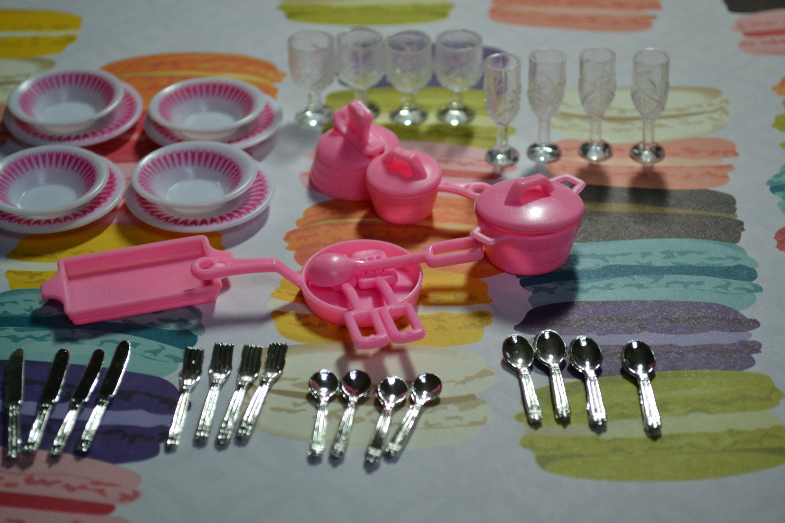 Gloria Dollhouse Furniture- Accessories Plate Glasses Spoon Set