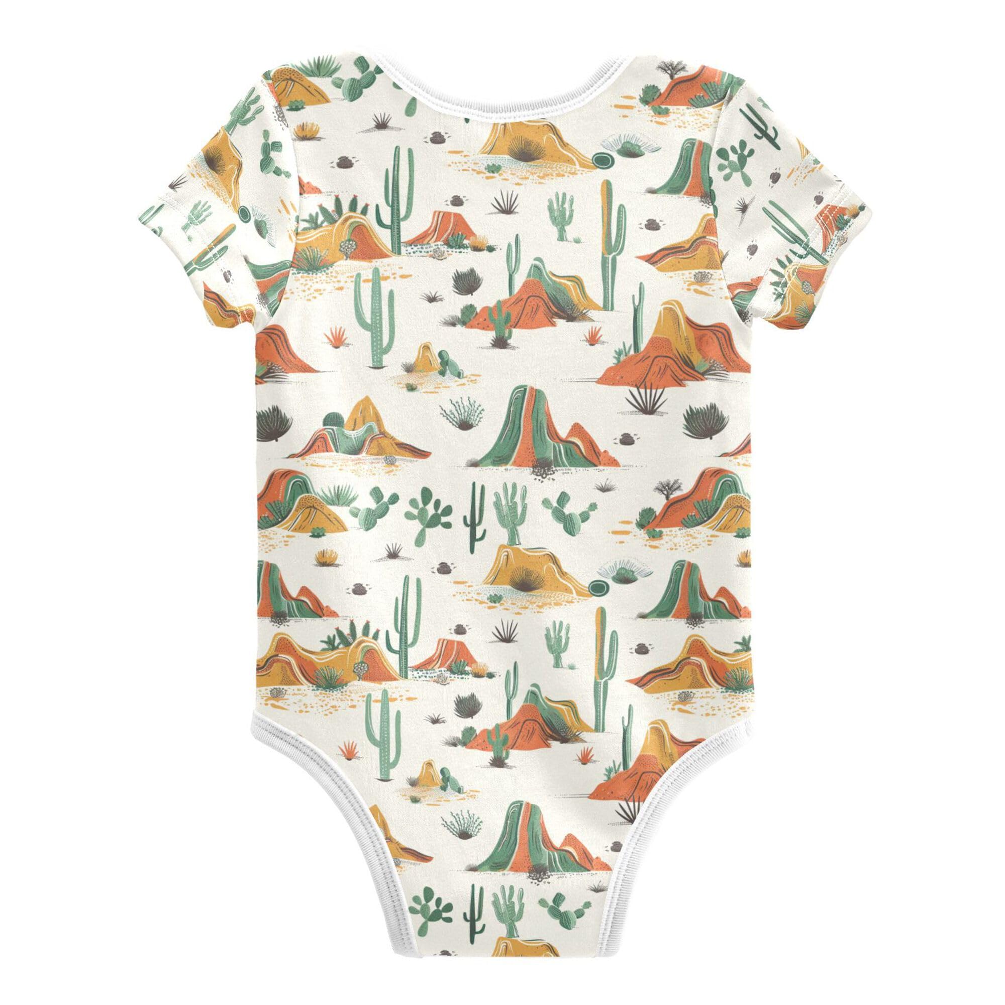 Retro Western Cacti Desert Baby Boys Outfit Short Sleeves Cotton Girl Outfits for Month Boys Presents 12M