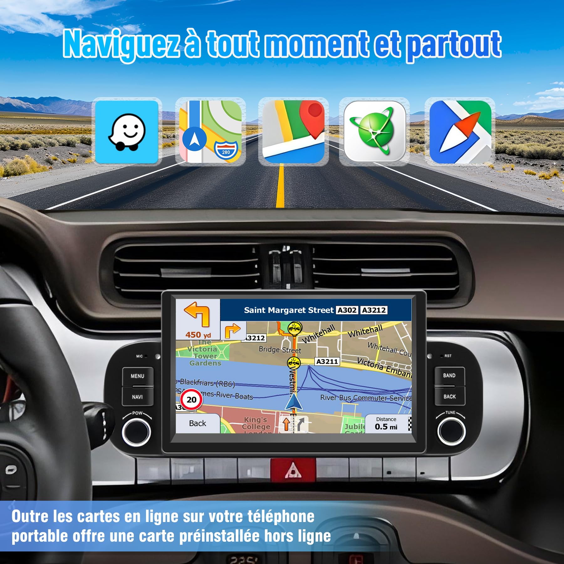 Autoradio per Fiat Panda 2013-2020, Android 13, Schermo Touch IPS 7" | Android 13 2G+64G con GPS Navi, Bluetooth, WLAN, DSP, Comandi al Volante, Schermo Touch IPS da 7 pollici