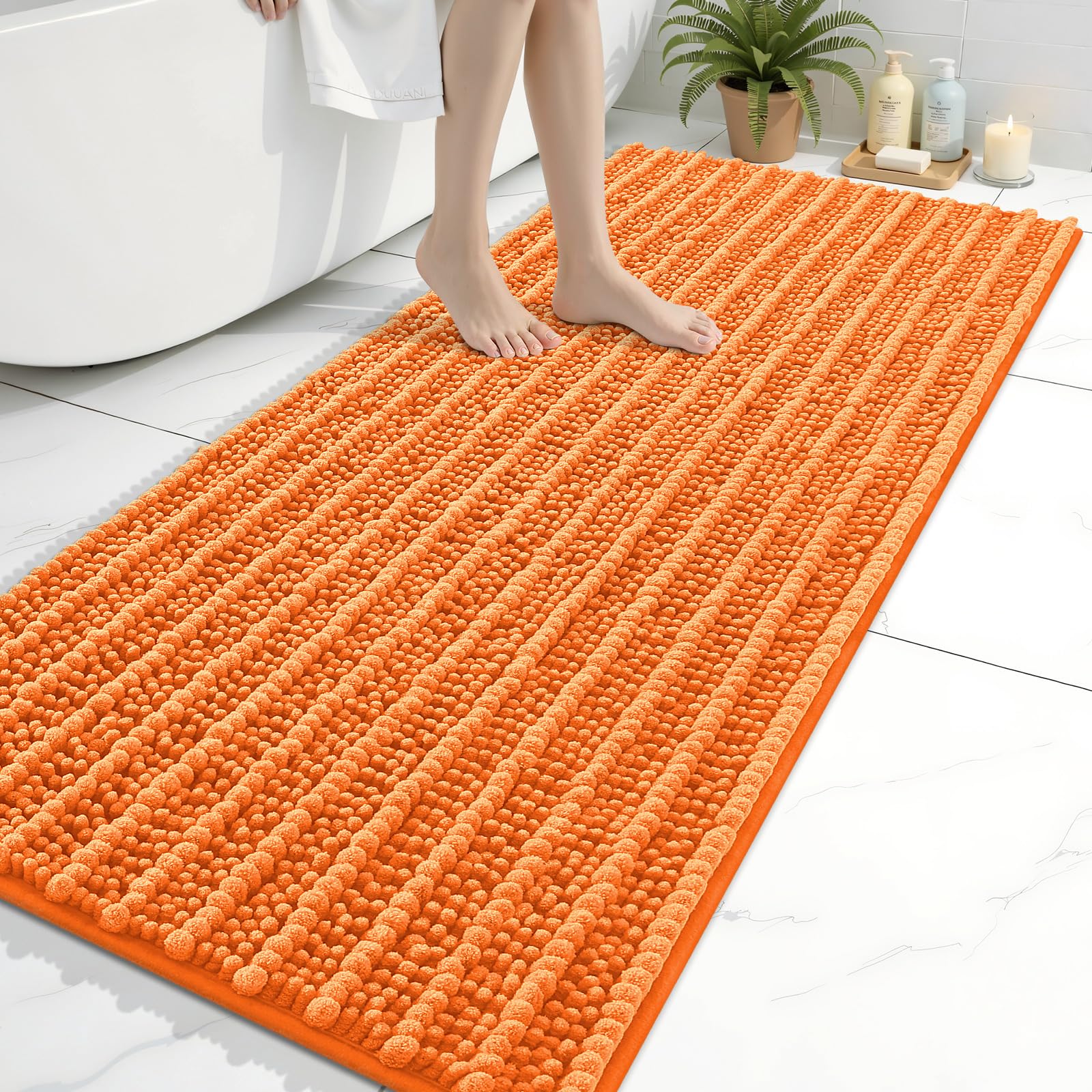 Arotive Bathroom Rugs Mat 54x24, Soft Absorbent Chenille Shaggy Bath Mat