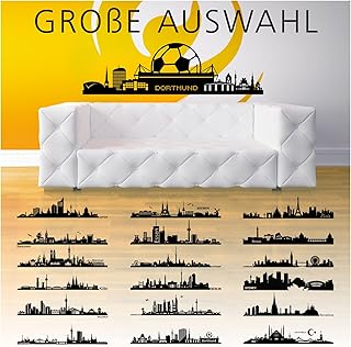 Wandtattoo Skyline London I schwarz (BxH) 100 x 19 cm I Wohnzimmer Flur selbstklebend Stadt Aufkleber Städte der Welt Wandsticker Wandaufkleber W3291