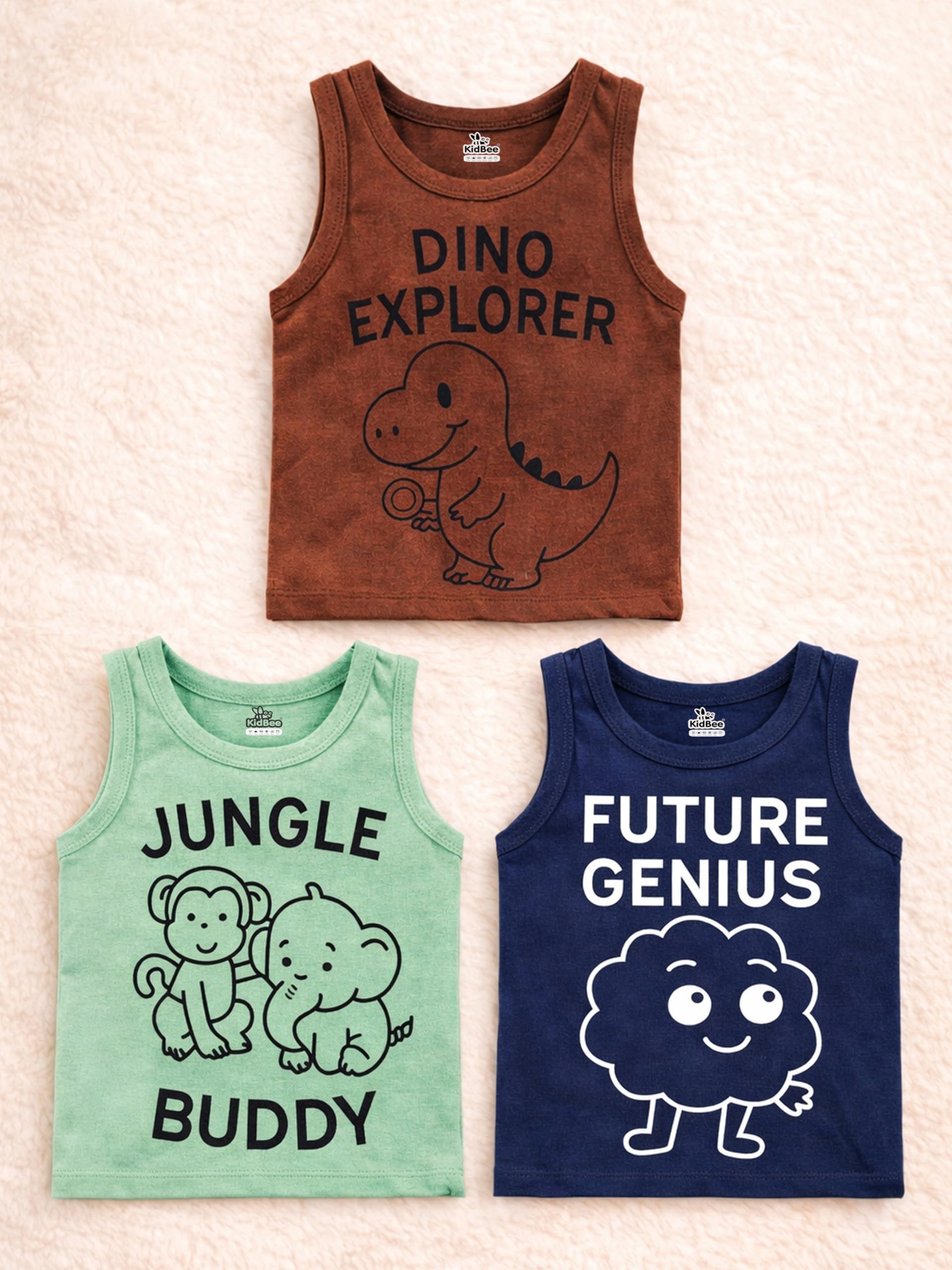Kidbee Cotton Vests for Boys & Girls (Set of 3)-image-42
