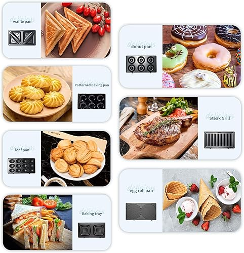 Miniatura 5 de Máquina de gofres de relleno profundo de 800 W, máquina eléctrica antiadherente de 2 rebanadas de gofres belga con placas de cocción de