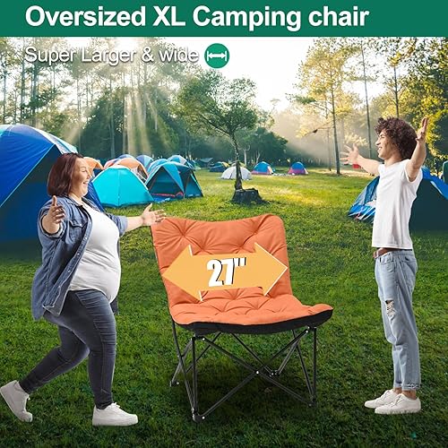 Miniatura 5 de LILYPELLE Silla plegable de gran tamaño, silla plegable portátil para camping, playa, picnic, barbacoas, eventos deportivos con bolsa de transporte,