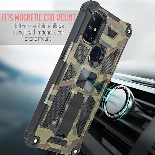Miniatura 4 de Diseñada para 1+ funda Nord N10 5G, OnePlus N10 5G Funda magnética con soporte magnético con vidrio templado, funda protectora resistente de doble