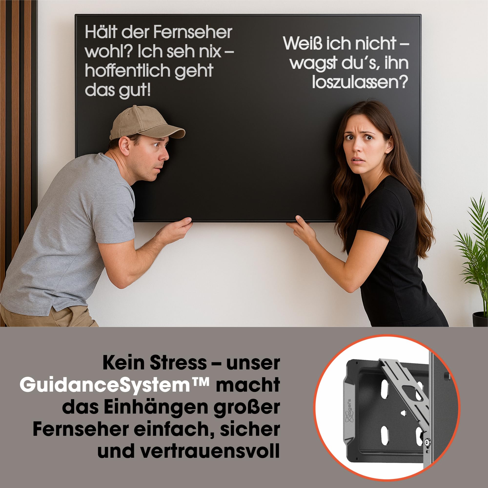 Vogel's Elite TVM 5705 Ultraflache Feste TV-Wandhalterung fur 40-110 Zoll | Nur 13mm Wandabstand, Innovative Einhängehilfe Für Die Sichere Montage Großer TVs, Max 100kg, TÜV-geprüft, VESA Bis 600x400