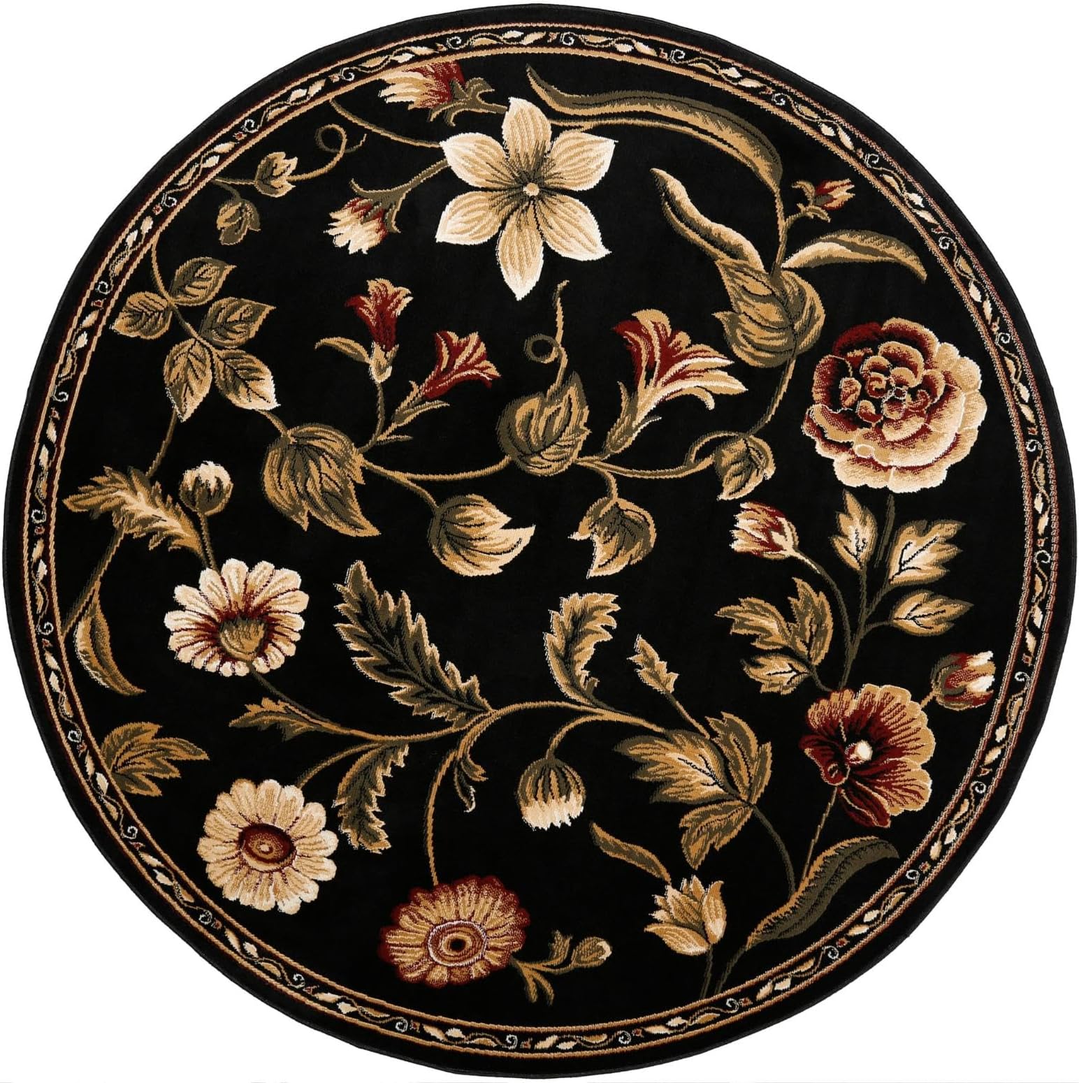 Black, 8' Round : Home Dynamix Optimum 11029-450 Polypropylene 7-Feet 10-Inch by 7-Feet 10-Inch Round Area Rug, Black