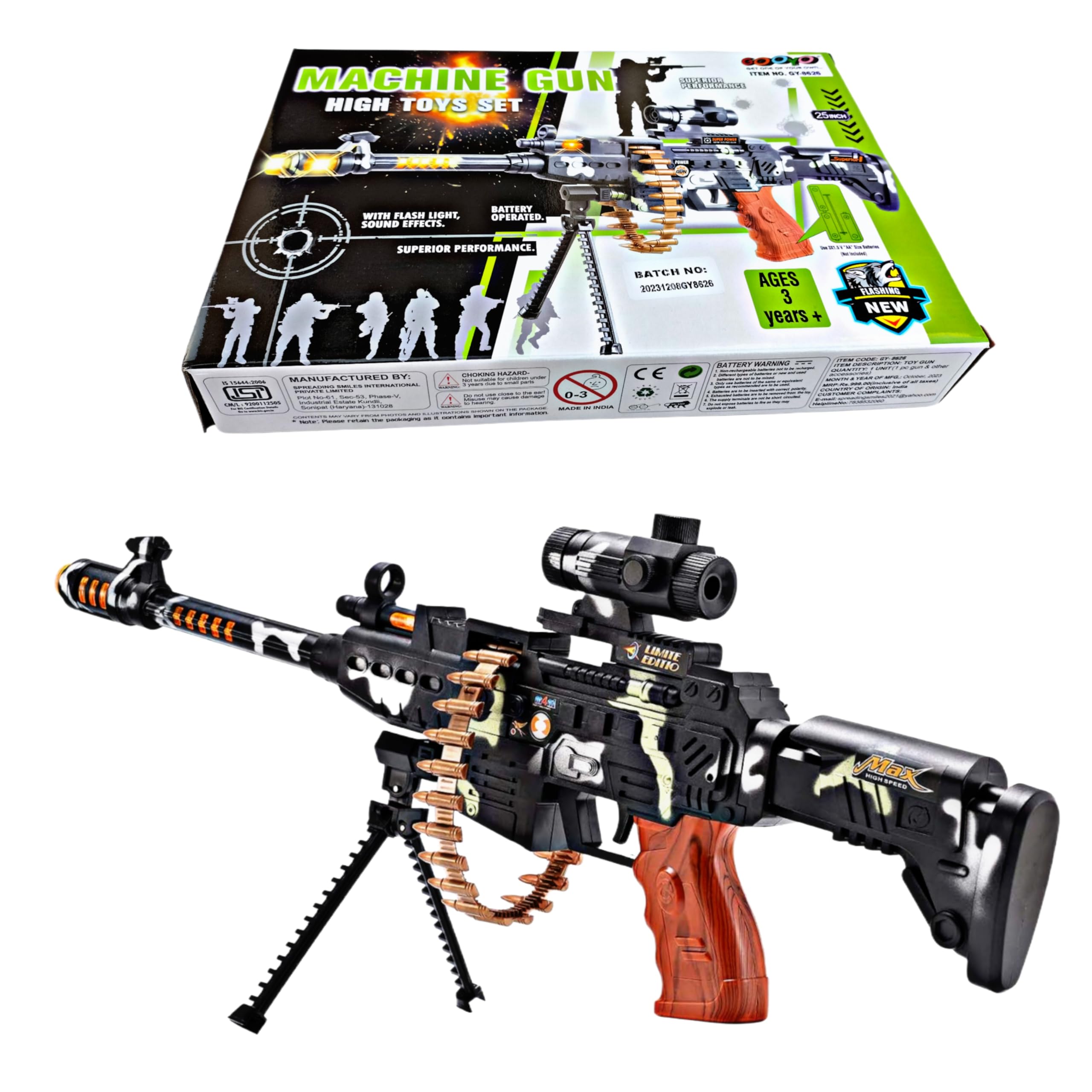 Ruhani Army Style Machine Gun Toy for Kids with Realistic Bullets on Belt Movement, Music, Lights and Laser Light -25 Inch (Multi Colour) (B0CQK5TTBX) Amazon Price History, Amazon Price Tracker