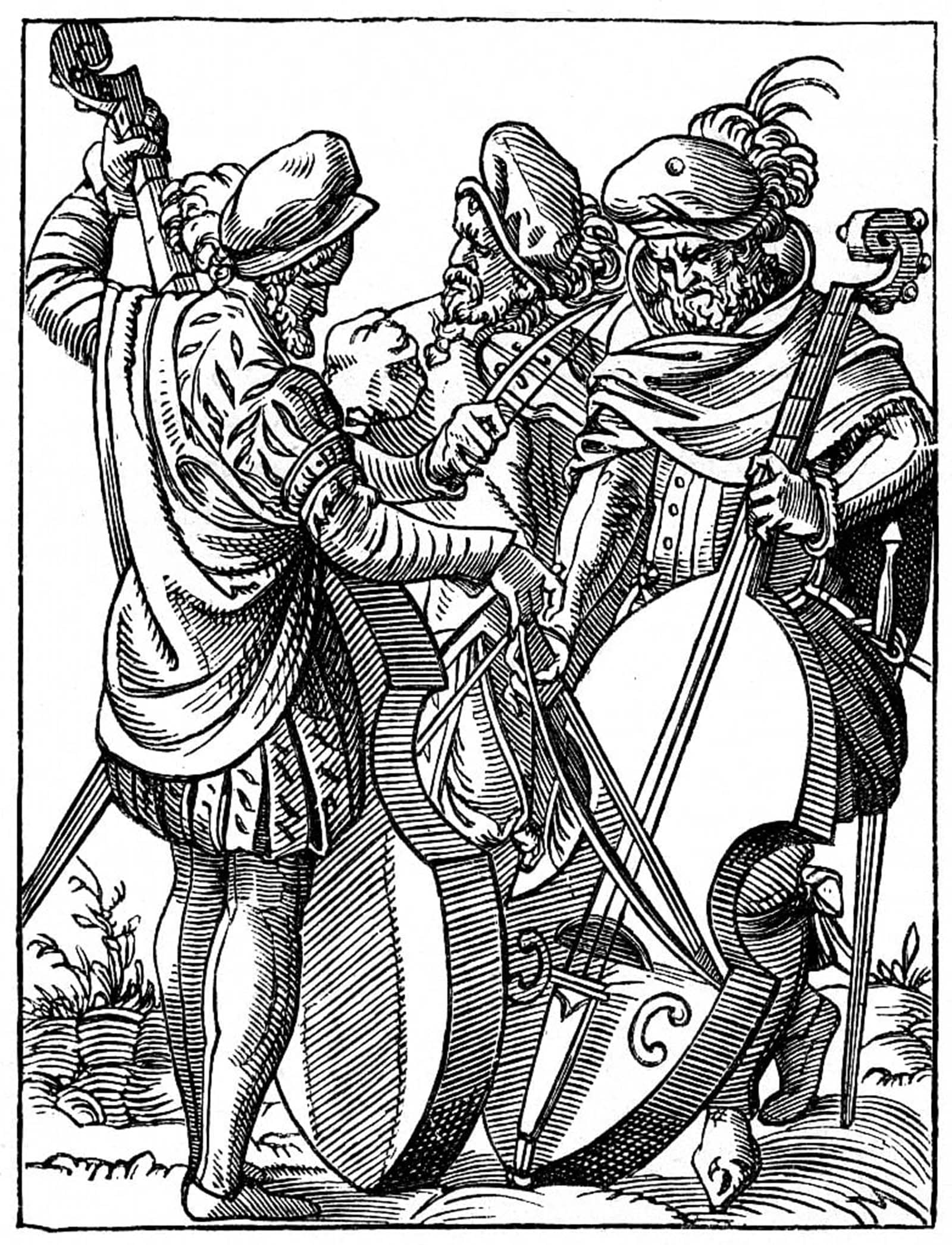 ARTXLXXBN Famous Print Painting Colorful Art Print German Musicians by Jost Amman Canvas Art Decorations for Home Decor 60x90cm