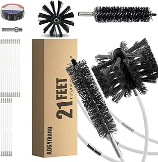 21 Feet Dryer Vent Cleaning Brush Kit, Multi-Scene Durability Chimney Brush with Flexible Nylon Rod, Multi-Purpose lint Cleaning Brush for Drill,Chimneys, fireplaces, Ventilation ducts