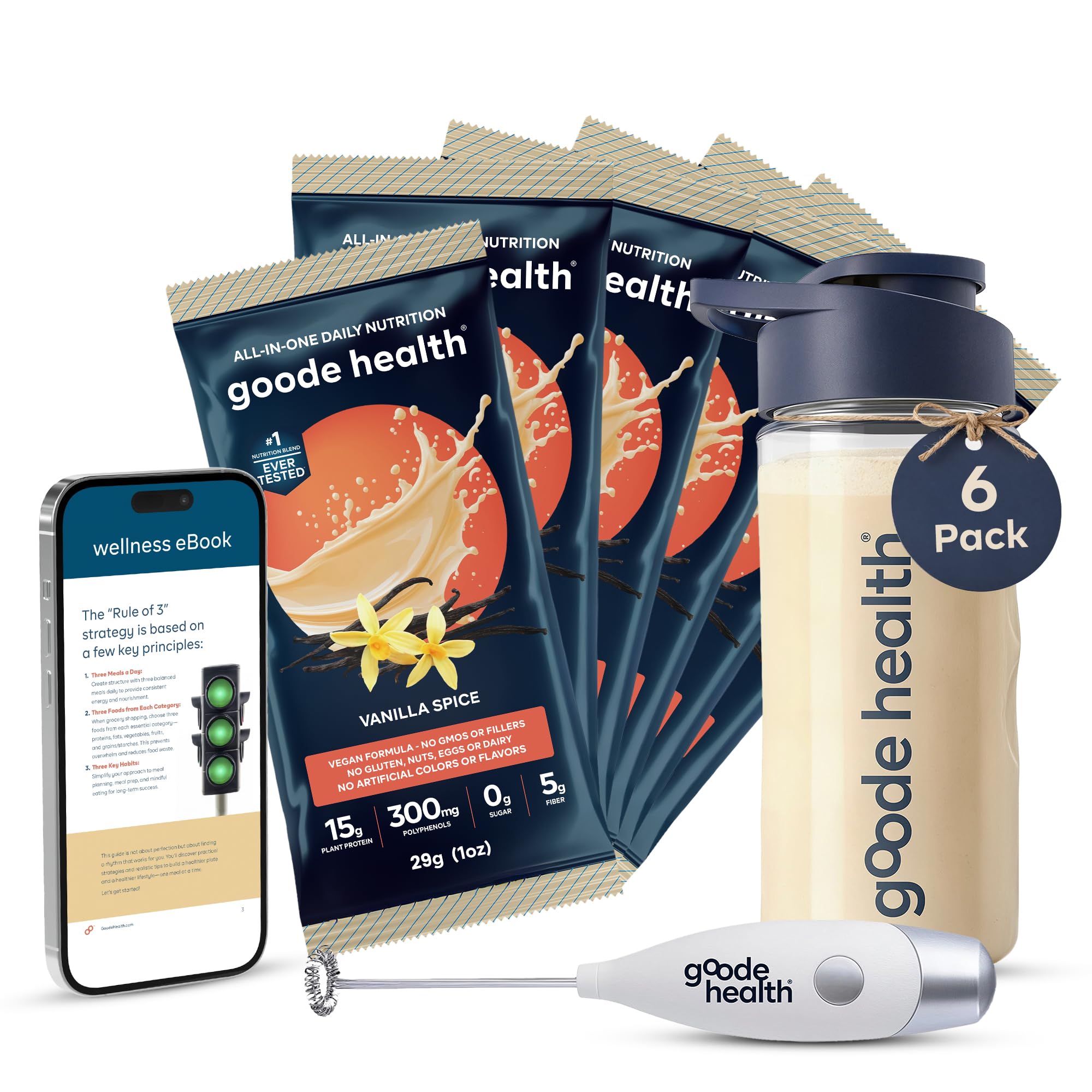 Goode Health All-In-One Nutrition Shake Kit | Vanilla Spice 15g Plant Based Protein | Dairy Free, Soy Free, Gluten Free | Zero Sugar Low Carb High