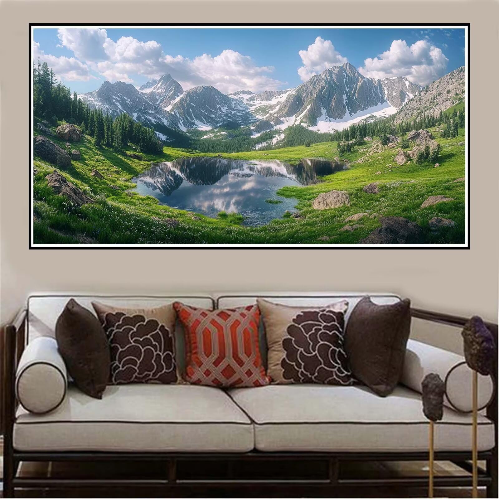 Malen Nach Zahlen Groß XXL 120x60cm Schneeberg Malen Nach Zahlen Erwachsene Landschaft, Malen Nach Zahlen Erwachsene Leinwand AnfäNger, Acrylfarbe Ölgemälde Set, Bastelset Frauen für Home Decor -1406