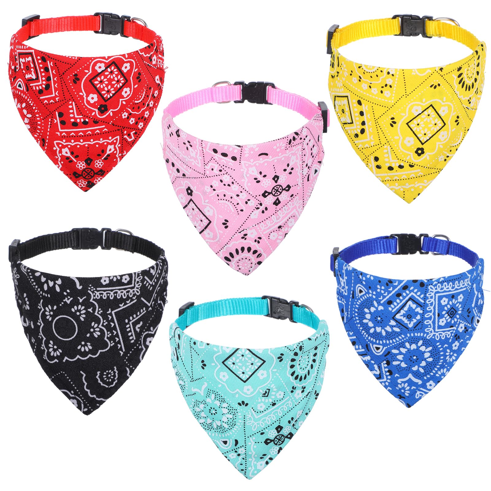 Chusta na szyję dla psa, bandana, 6 sztuk, z obrożą, regulowana, dla kotów, szczeniaków, małych psów, kotów