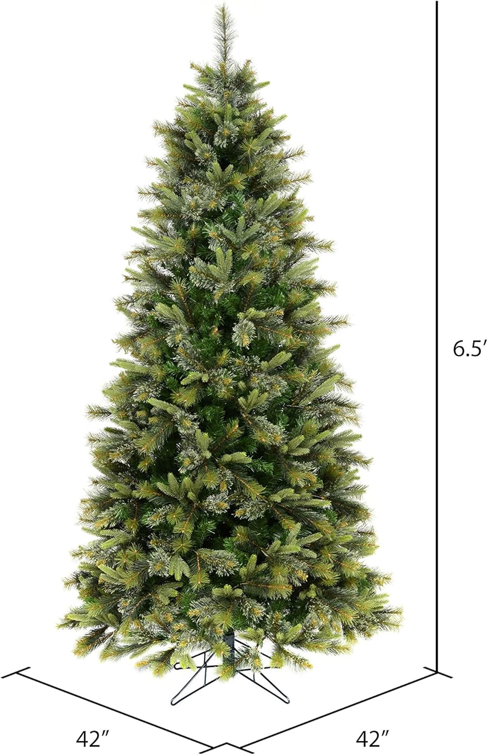 Vickerman 6.5' Tall Unlit Cashmere Slim Artificial Christmas Tree Featuring 976 PE/PVC/Hardneedle Tips - Seasonal Indoor Home Decor - Metal Tree Stand Included