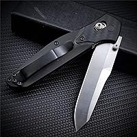 Vista 4 de EDC Folding Pocket Knife For Men, Satin Plain Edge Reverse Tanto Blade, Black Grivory Fiberglass Super Lightweight Handle With Belt Clip, Everyday