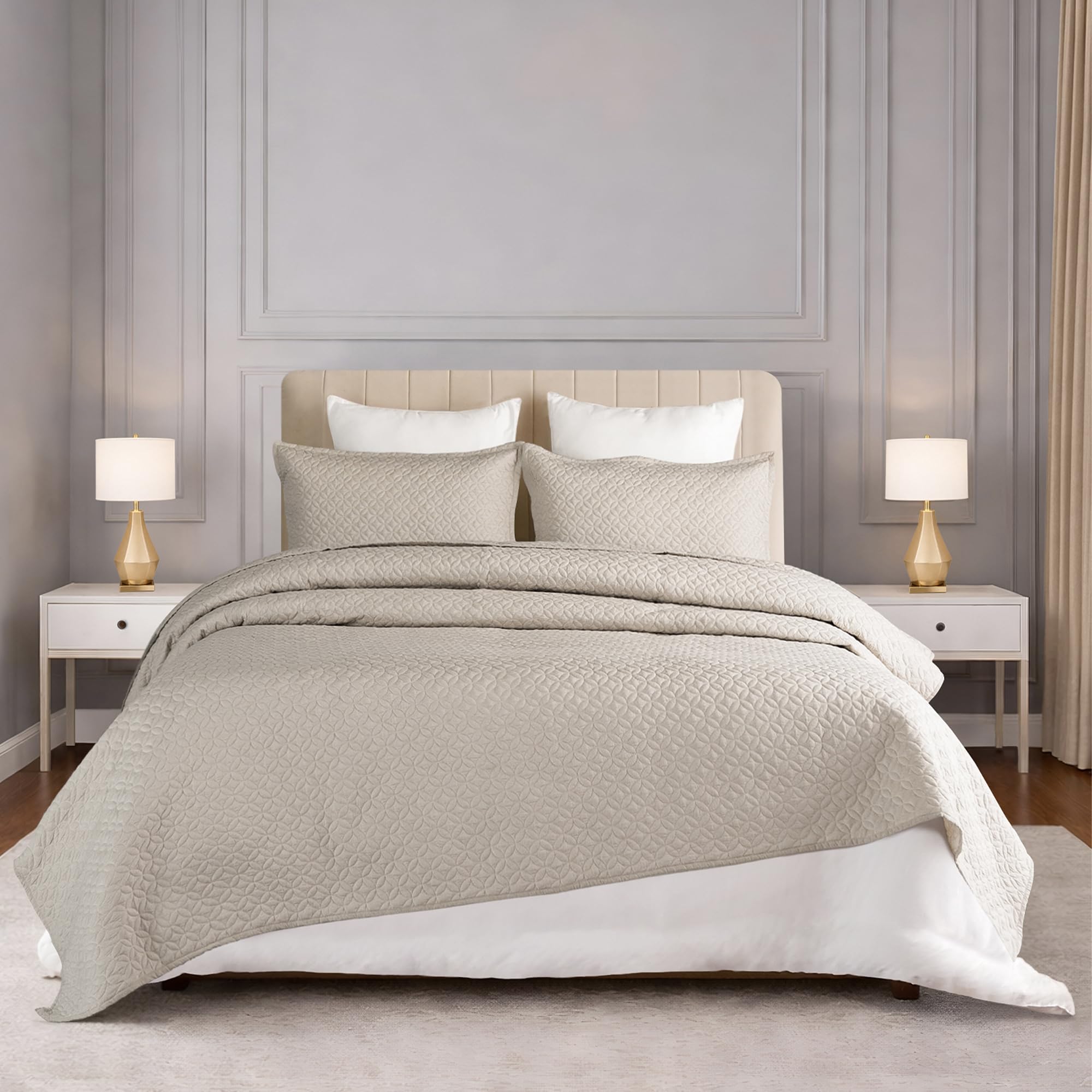 MYTRIDENT Nectarsoft Italian Retreat King Size (228 cm x 274 cm) Bedcover Set, 100% Cotton, Linen-image-15