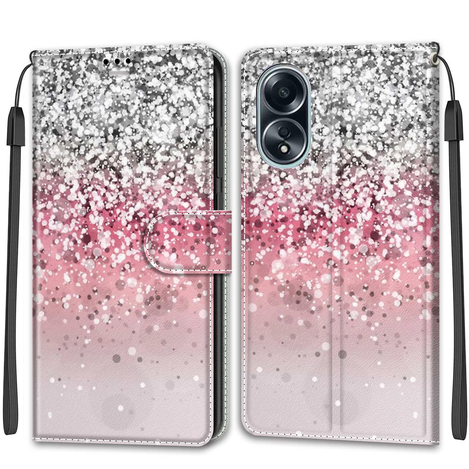 WBWONE Leather Folio Cover per OPPO A58 4G, Goffratura a Farfalla Custodia in Pelle PU Magnetica Libro Flip Portafoglio Case con [Funzione Stand]. Blu