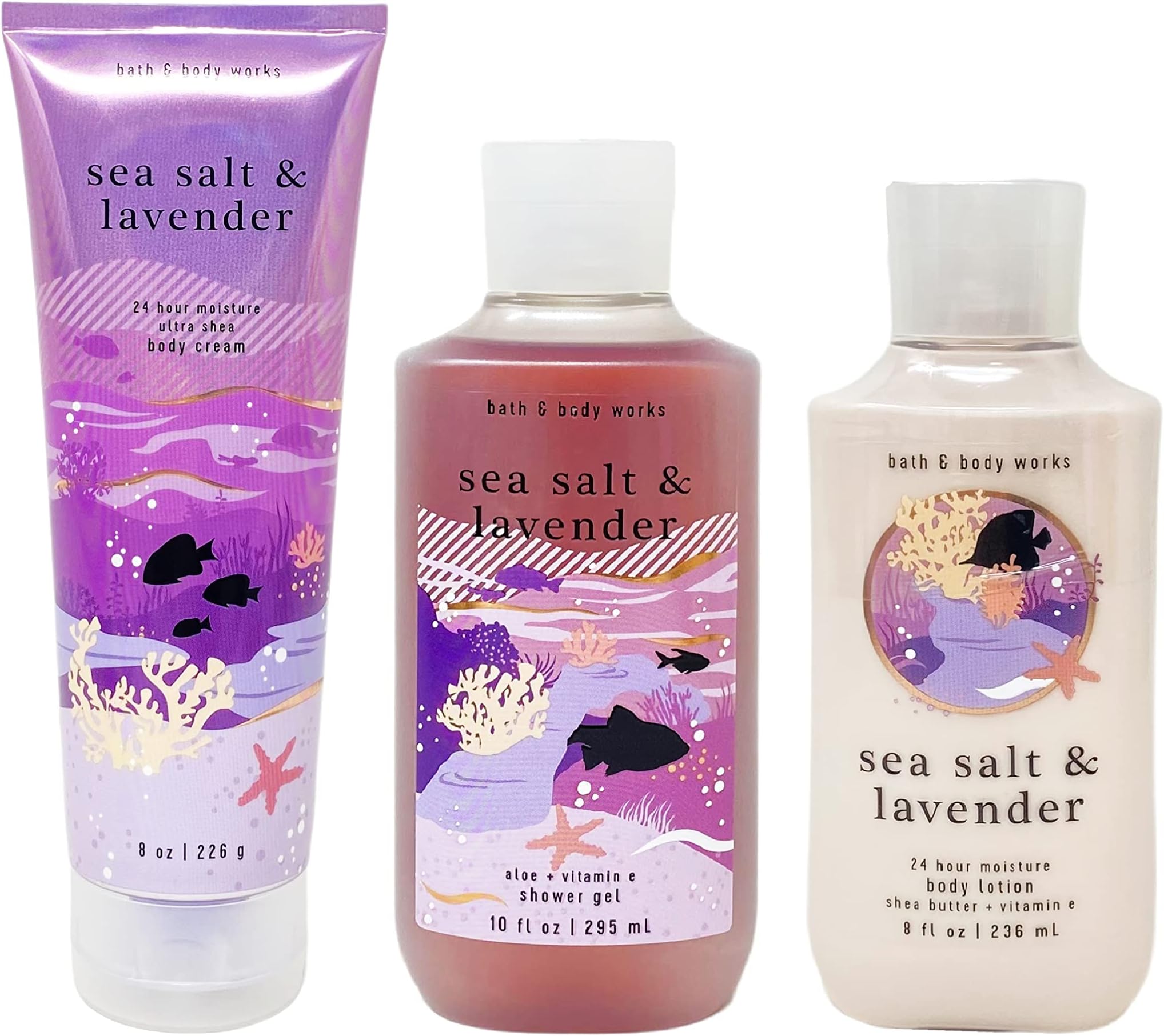 Bath & Body Works Sea Salt & Lavender 3 Piece Set Body