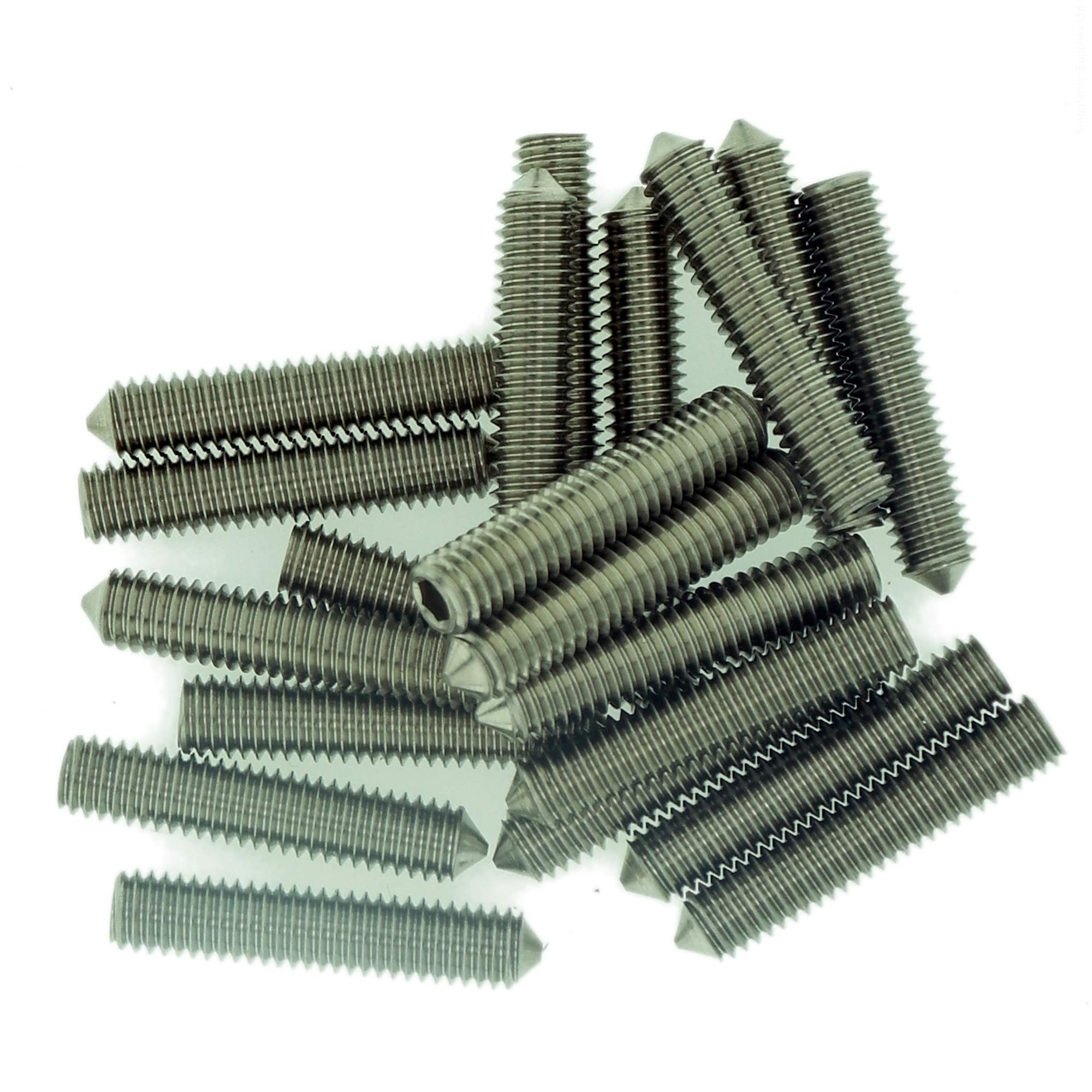 Singularity Supplies M6 (6Mm X 8Mm) Hex Socket Grub Screw (Cone Point) - Stainless Steel (A2) (Pack Of 20)