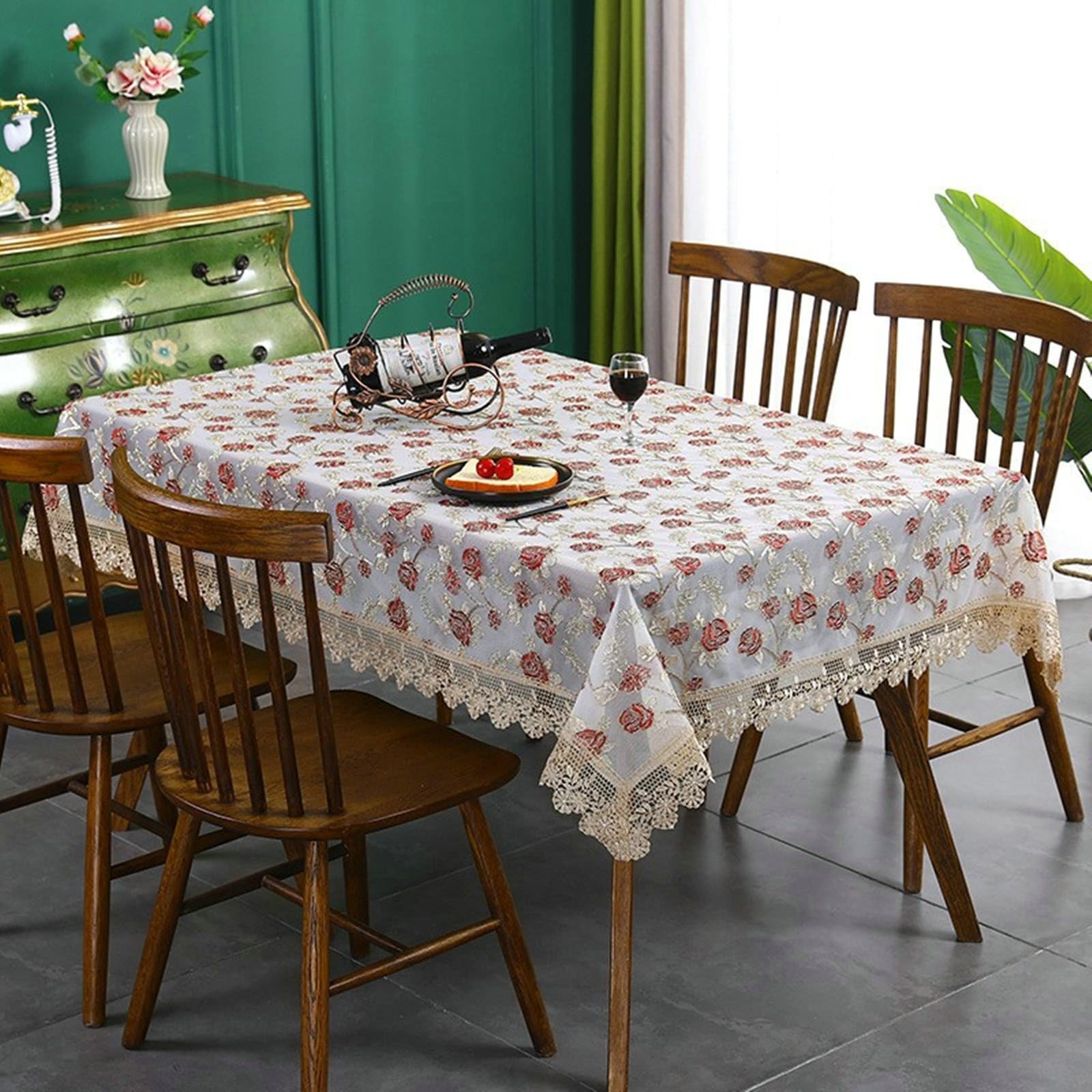 Mantel rectangular Borgoña, flores manteles de poliéster 150 x 220 cm