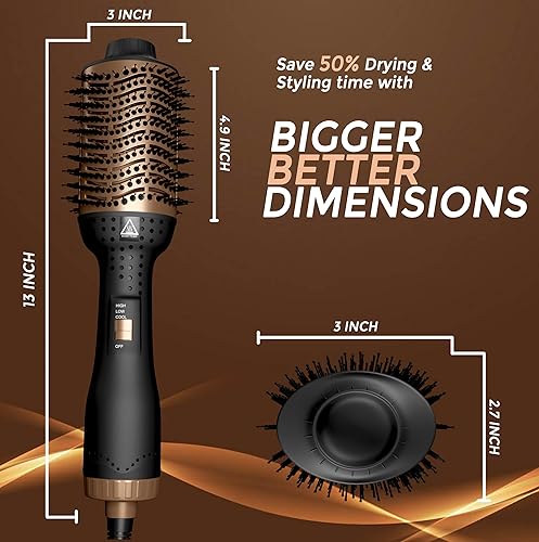 Miniatura 6 de IYASA Cepillo secador de pelo para mujer, cepillo 5 en 1, alisador de pelo, peine caliente, rizador y voluminizador de cabello, cepillo térmico para