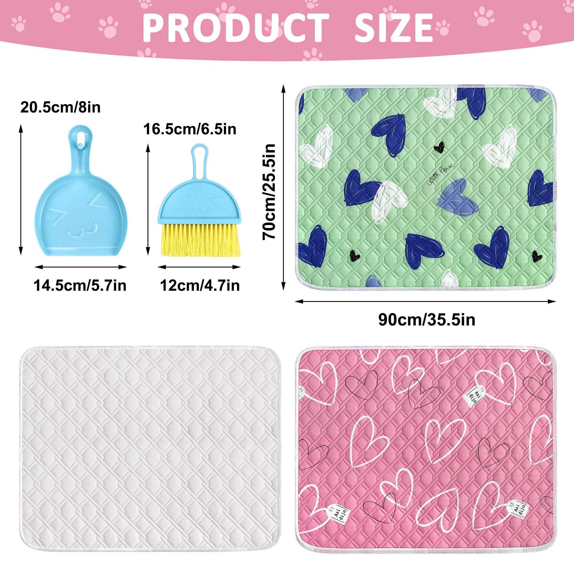 Lot de 2 Doublures de Cage pour Cochon d'Inde avec Outils de Nettoyage Réutilisables Absorbantes Imperméables Lavables et Séchées à L'air Libre pour Petits Animaux Lapin Hamster Litiere Cochon d'Inde