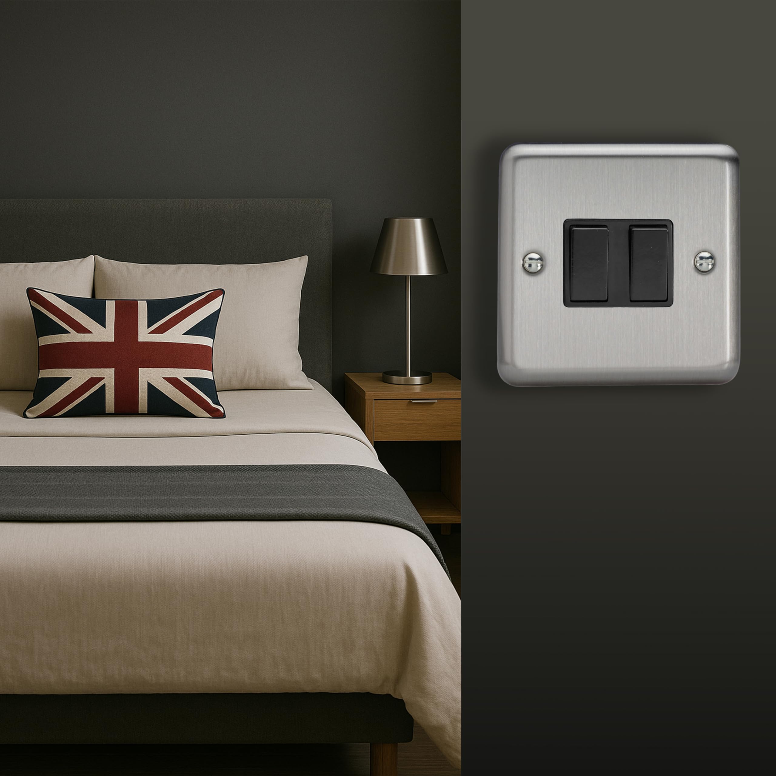 Varilight - 2G 1 or 2W 10A Switch Matt Chrome - XS2B, 86x86x25mm - Image 2