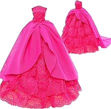 Miunana Abito Vestito di Lusso Grande di Sposa Matrimonio Principessa Signorina per 11.5 Pollici 28-30 CM Bambola (Borgogna)