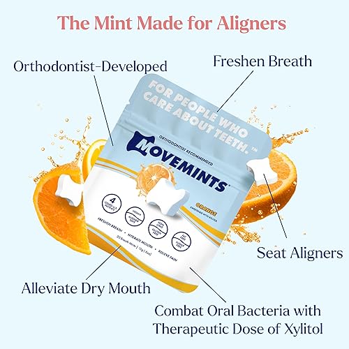 Miniatura 2 de Movemints Clear Aligner Mints - Mentas patentadas, alternativa comestible a los masticables - Refresca el aliento y mejora la boca seca con xilitol