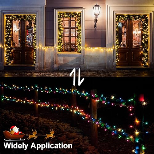 Miniatura 6 de ZAIYW Paquete de 2 luces de Navidad que cambian de color, 23 pies, 70 luces LED alimentadas por batería, con control remoto, luces blancas cálidas