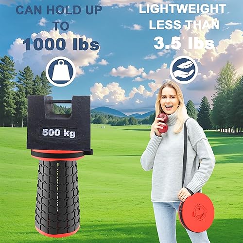 Miniatura 4 de ALEVMOOM Taburete plegable XXL de 19.7 pulgadas de profundidad y 11.8 pulgadas con cojín, telescópico portátil, capacidad de carga más resistente,