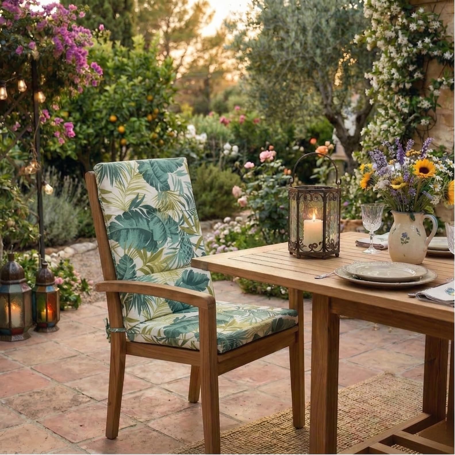 PIND Cojín para Tumbona Exterior 120x50x3,5cm - para Hamaca y Tumbonas de Resina o Madera, Funda Lavable y Antideslizante, Ideal para Jardín, Balcón y Playa, Máximo Confort Relax (2, Hojas 2)