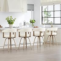 Vista 5 de CHITA Juego de 2 taburetes de bar giratorios de altura de mostrador, taburetes de bar tapizados de poliéster con respaldo y reposabrazos para isla