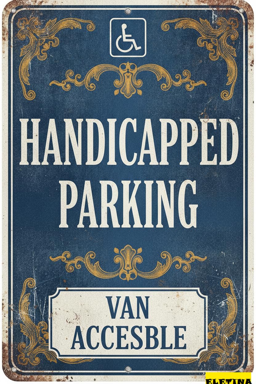 Personalized Sign for Man Cave Handicapped Parking Van Accessible Aluminum Metal Warning Vintage Metal Tin S Caution Notice Metal Art Road Street Outdoor Yard Floor 8x12in Private Property Decorative