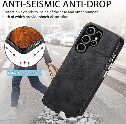 Miniatura 5 de Asuwish Funda de teléfono para Samsung Galaxy S23 Ultra 5G con protector de pantalla de vidrio templado y funda delgada de cuero suave, accesorios