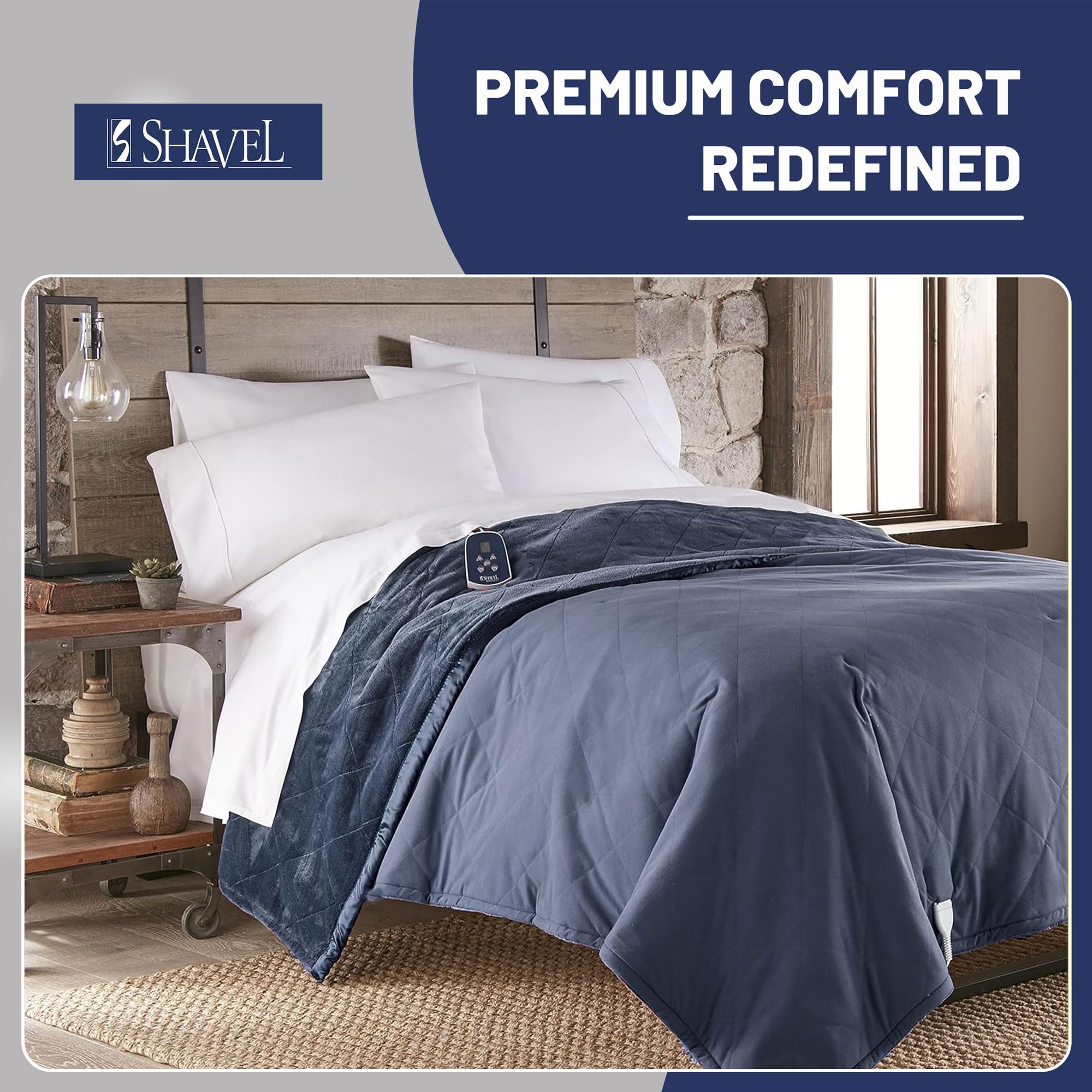 Thermee Micro Flannel King-Size Electric Blanket, Cadet Blue, 108x90